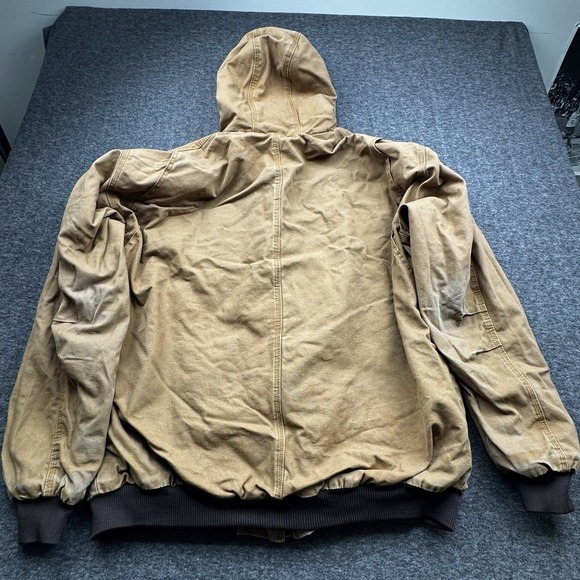 Berne Duck Canvas Jacket Hooded Men's Sz 2XLT Workwear Grunge Tan‎ Brown - Picture 15 of 16